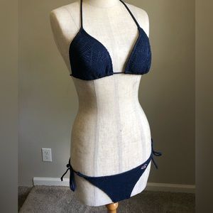 Vintage Navy Triangle Bikini